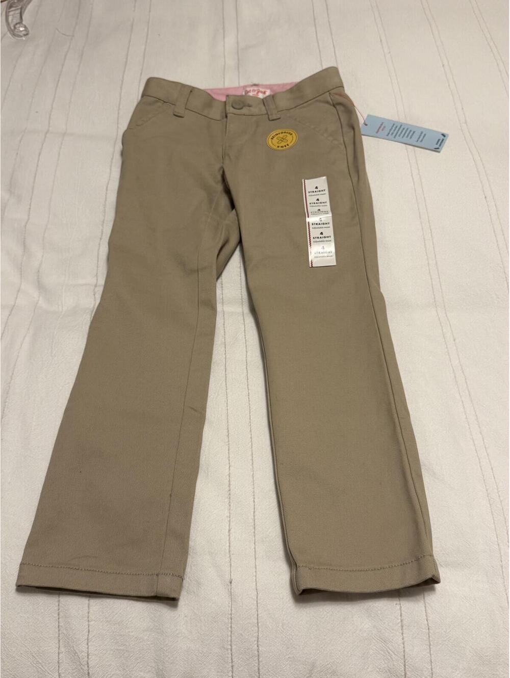 Two Pair: Cat and Jack Khaki School Uniform Straight Pants Girls Size 4 NWT